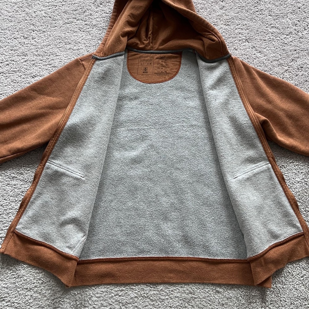 Patagonia Skyline Stencil Uprisal Hoodie Mens Medium Brown Full Zip - Picture 8 of 16